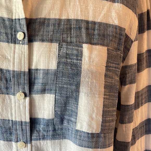 Tommy Hilfiger women’s contrast bold stripe button down shirt cotton classic Lrg - Picture 5 of 12